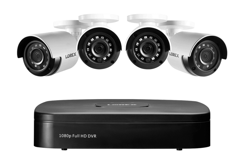 1080p 4-Channel 1TB Wired DVR System with 4 Cameras