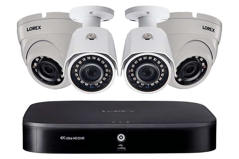 8-Channel Security System with Four 1080p HD Outdoor Cameras, Advanced Motion Detection and Smart Home Voice Control