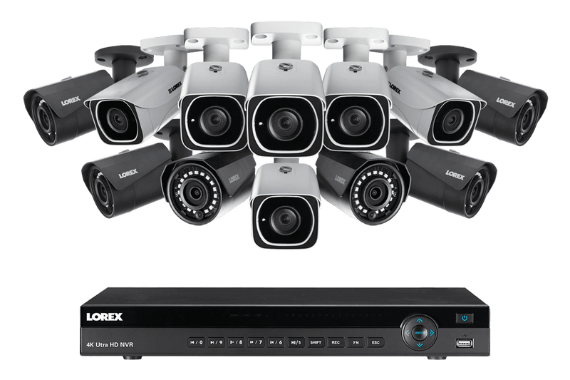 4K Ultra HD IP NVR system with 6 Outdoor 4K 8MP IP Cameras and 6 IP 2K 4MP Cameras, 150FT Color Night Vision