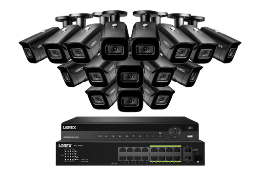 Lorex 4K (32 Camera Capable) 8TB Wired NVR System with Nocturnal 3 Smart IP Bullet Cameras Featuring Listen-In Audio and 30FPS Recording