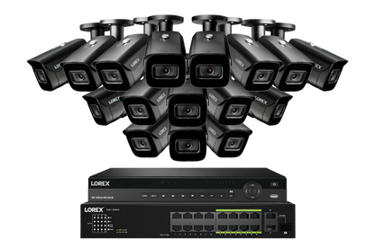 Lorex 4K (32 Camera Capable) 8TB Wired NVR System with Nocturnal 3 Smart IP Bullet Cameras Featuring Listen-In Audio and 30FPS Recording