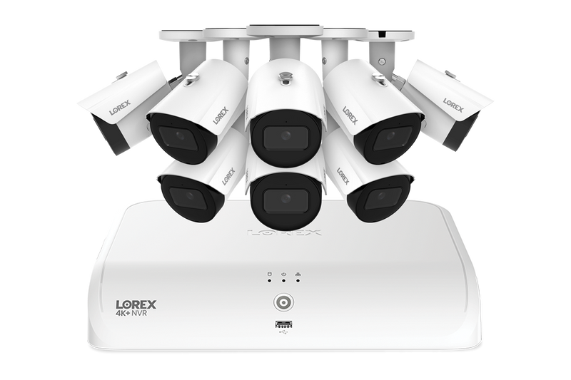 Lorex Fusion Series 4K+ 16 Channel (8 Wired + 8 Fusion Wi-Fi) 2TB Wired System with A4 Wired 2K IP Bullet Cameras - White 8