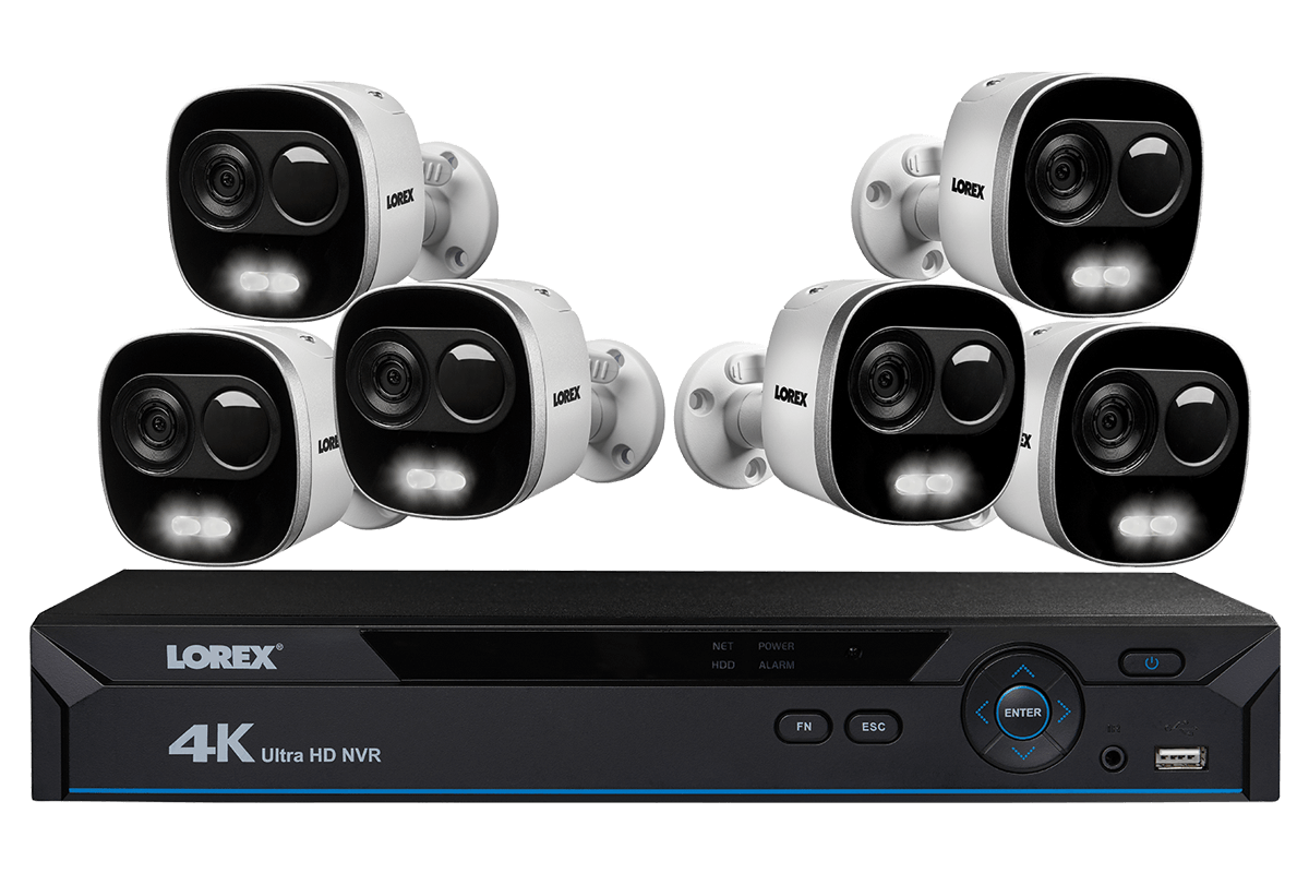 4K Ultra HD IP Camera System with 4 Active Deterrence Security Cameras, 130ft Night Vision