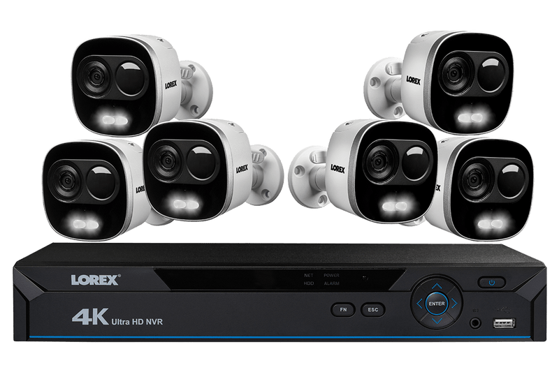 4K Ultra HD IP Camera System with 4 Active Deterrence Security Cameras, 130ft Night Vision