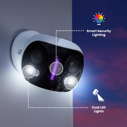 Lorex 4K IP Wired Dual Lens Security Camera with Smart Security Lighting and Smart Motion Detection