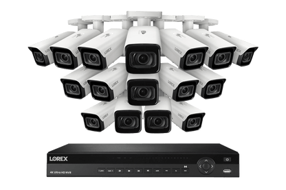 Lorex 4K (16 Camera Capable) 4TB Wired NVR System with Nocturnal 3 Smart IP Bullet Cameras with Motorized Varifocal Lens - White 16