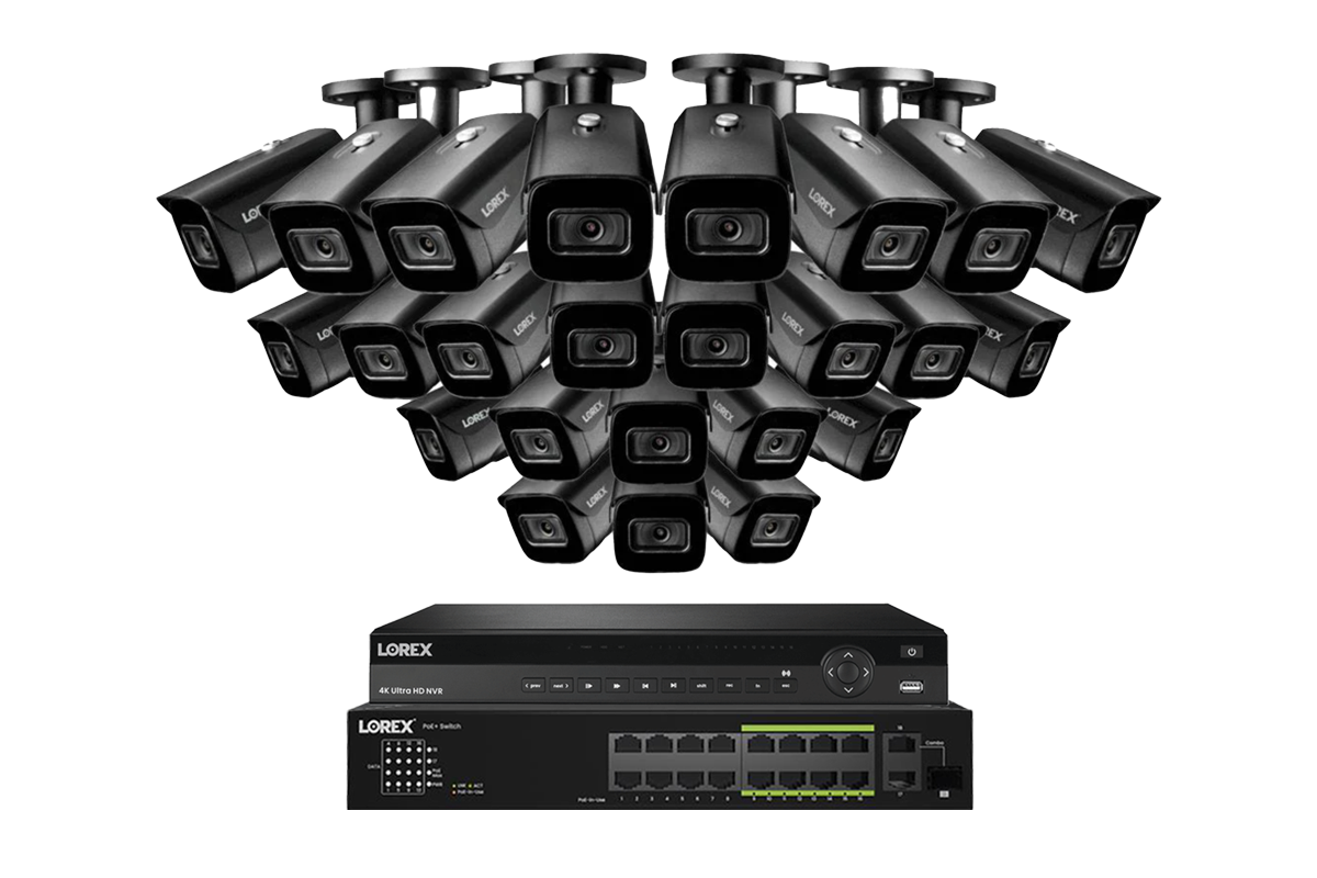 Lorex 4K (32 Camera Capable) 8TB Wired NVR System with Nocturnal 3 Smart IP Bullet Cameras Featuring Listen-In Audio and 30FPS Recording