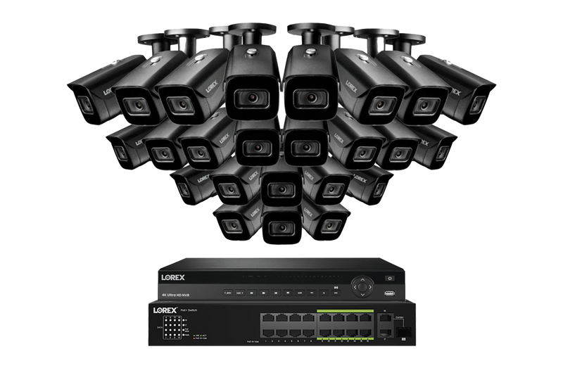 Lorex 4K (32 Camera Capable) 8TB Wired NVR System with Nocturnal 3 Smart IP Bullet Cameras Featuring Listen-In Audio and 30FPS Recording