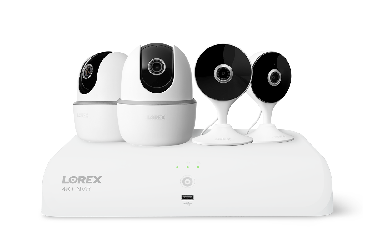 Lorex Wireless Fusion - 4K+ NVR with Two 2K Wi-Fi Indoor Camera and Two 2K Wi-Fi Indoor Pan-tilt Camera