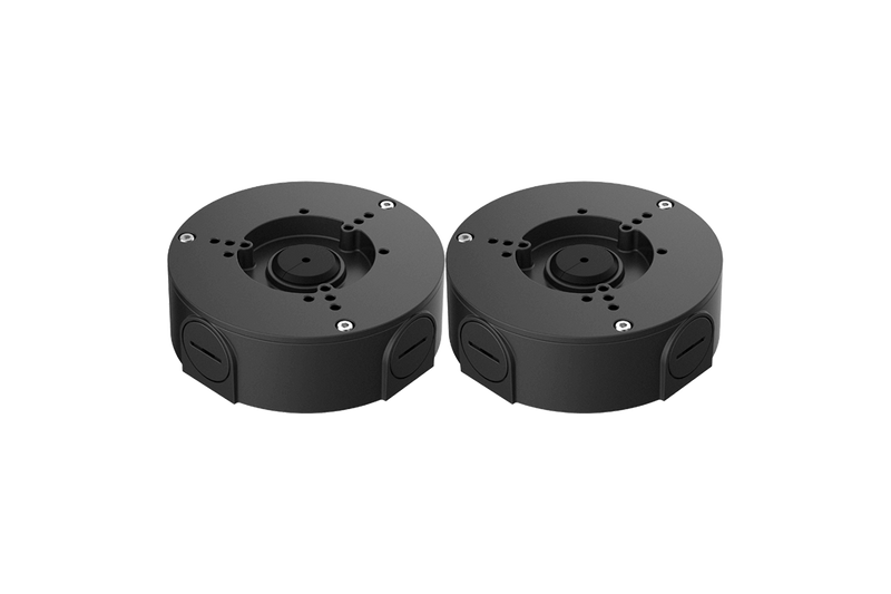Outdoor Round Junction Box for 3 Screw Base Cameras (Black, 2-pack)