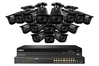 32-channel 4K Nocturnal IP System with Sixteen 4K Smart IP Motorized Varifocal Security Cameras