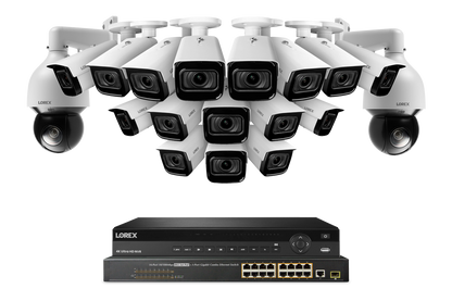 Lorex 4K (32 Camera Capable) 8TB Wired NVR System with 16 Nocturnal 3 Motorized Varifocal Lens Cameras and Two 4K 25x Pan-Tilt Zoom IP Cameras