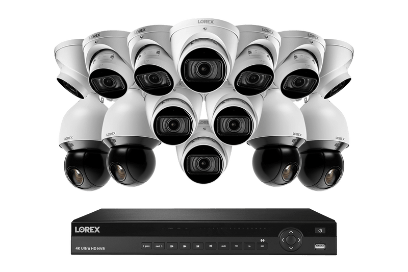 Lorex 4K 16-Channel 3TB Wired NVR System with 10 Nocturnal 3 Motorized Varifocal Smart Dome Cameras and 4 PTZ Cameras