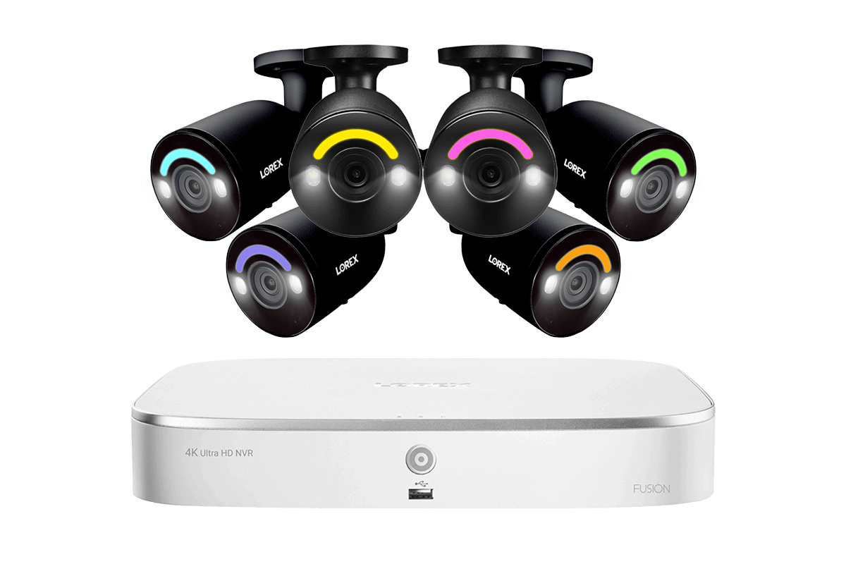 Lorex Fusion 4K 16 Camera Capable (8 Wired and 8 Wi-Fi) 2TB Wired NVR System with Bullet AI PoE Cameras Featuring Smart Security Lighting