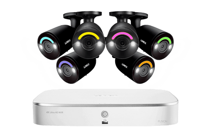 Lorex Fusion 4K 16 Camera Capable (8 Wired and 8 Wi-Fi) 2TB Wired NVR System with Bullet AI PoE Cameras Featuring Smart Security Lighting