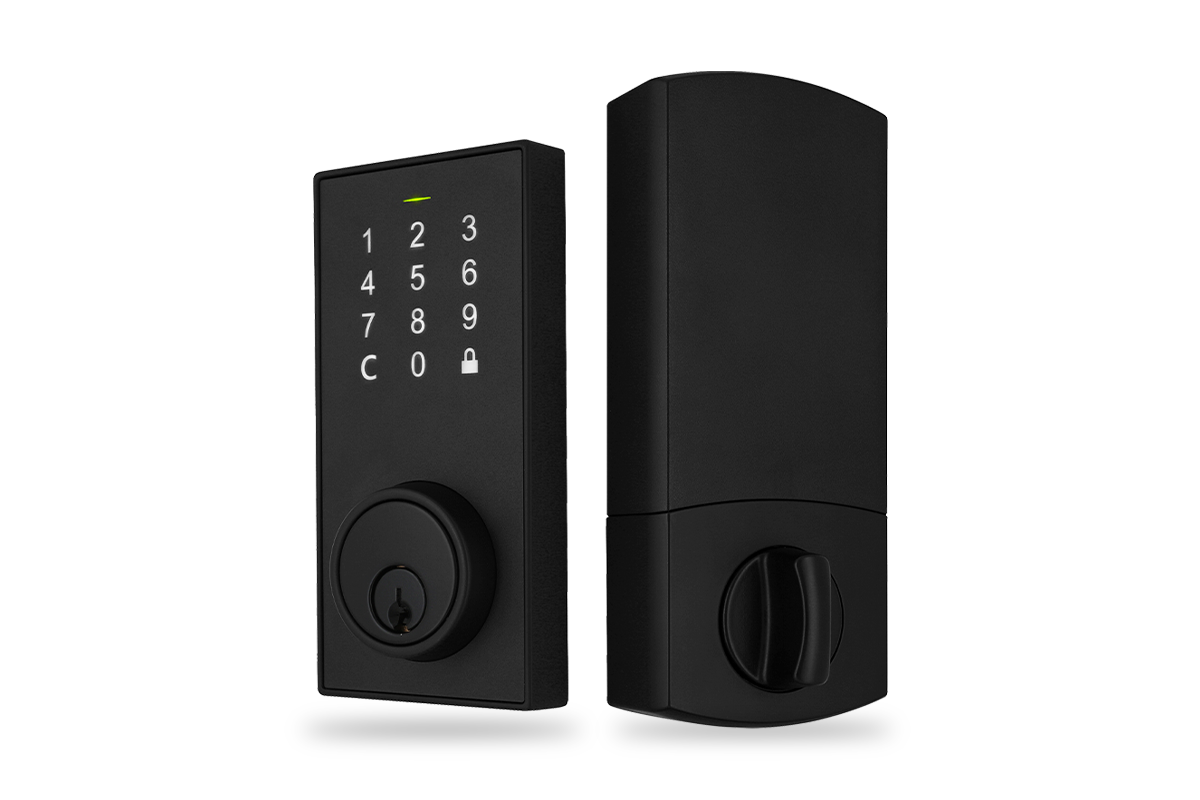 Bluetooth Deadbolt Smart Lock with Touchpad and App Control - Matte Black