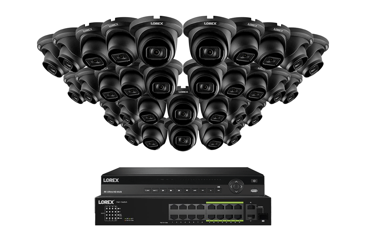 Lorex Fusion (4K 32-Camera Capable) 8TB NVR System with Bullet Cameras featuring Listen-In Audio - Black 32
