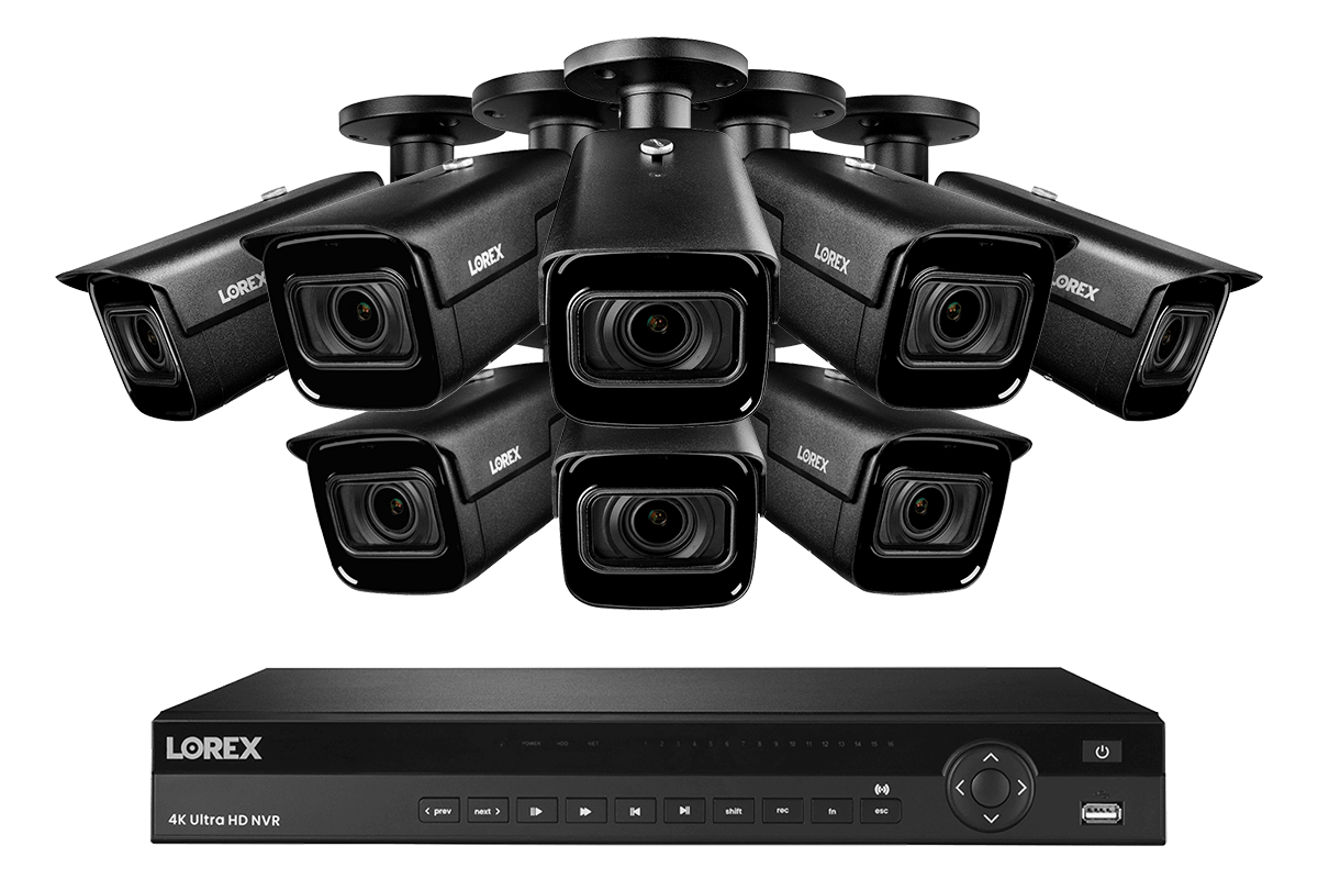 4K Nocturnal IP NVR System with 16-channel NVR and Eight 4K Smart IP Optical Zoom Security Cameras with Real-Time 30FPS Recording