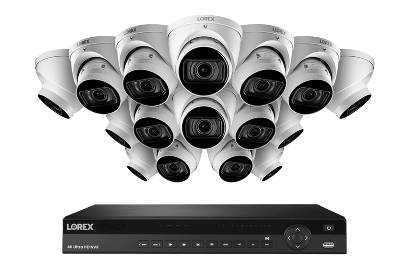 16-Channel Nocturnal NVR System with Sixteen 4K (8MP) Smart IP Optical Zoom Dome Security Cameras with Real-Time 30FPS Recording and Listen-in Audio