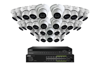 Lorex Fusion (4K 32-Camera Capable) 8TB NVR System with Bullet Cameras featuring Listen-In Audio - White 32