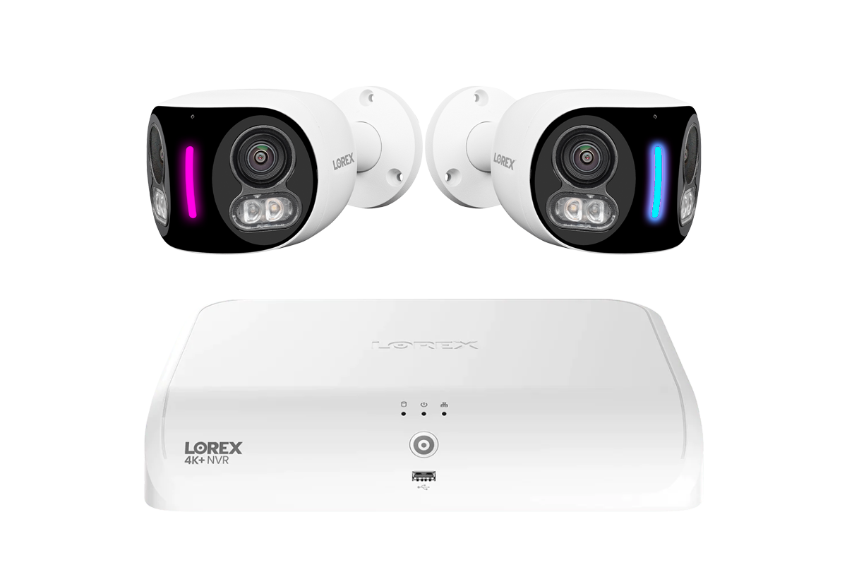 Lorex Fusion 4K 16 Camera Capable (8 Wired + 8 Fusion Wi-Fi) 2TB NVR System with Two H20 IP Dual Lens Cameras