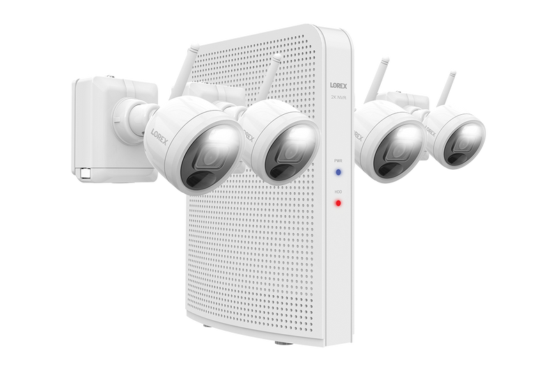 Lorex 2K Wire-Free System with 4 Battery-Operated Active Deterrence Cameras and Person Detection