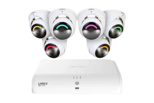 Lorex 4K+ 12MP 16 Camera Capable (8 Wired + 8 Fusion Wi-Fi ) 2TB Wired NVR System with Smart Security Lighting Dome Cameras