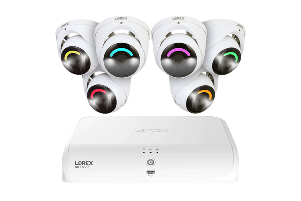 Lorex 4K+ 12MP 16 Camera Capable (8 Wired + 8 Fusion Wi-Fi ) 2TB Wired NVR System with H30 Smart Security Lighting Dome Cameras