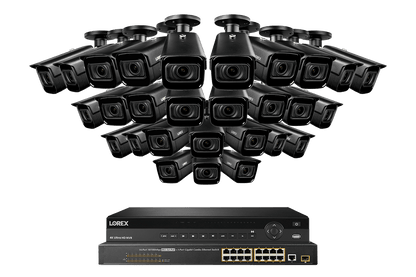 32-Channel NVR System with Twenty-Eight 4K (8MP) Smart IP Motorized Optical Zoom Security Cameras and Real-Time 30FPS Recording