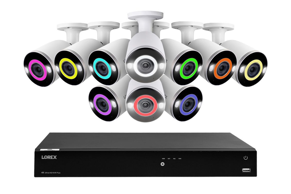 Lorex Fusion 4K 16-Channel 3TB Wired NVR System with Bullet Camera Featuring Smart Security Lighting and 2-Way Audio
