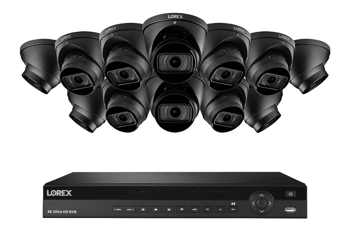 16-Channel Nocturnal NVR System with Twelve 4K (8MP) Smart IP Optical Zoom Dome Security Cameras with Real-Time 30FPS Recording and Listen-in Audio