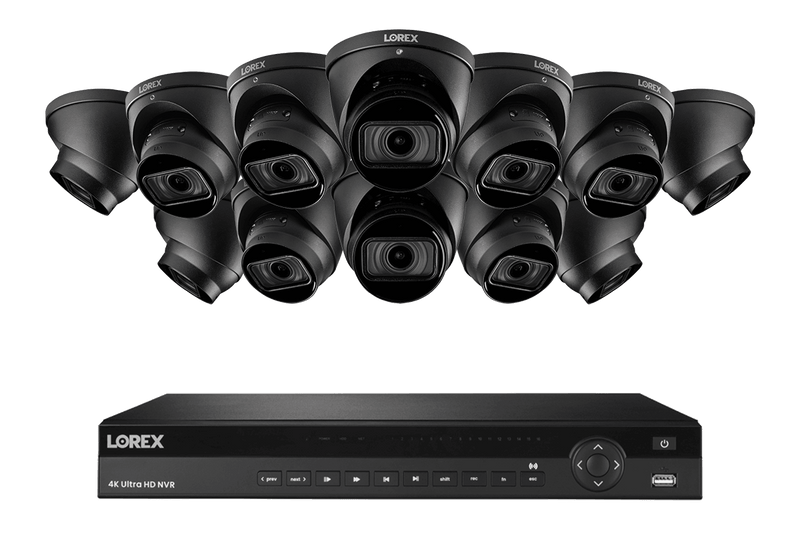 16-Channel Nocturnal NVR System with Twelve 4K (8MP) Smart IP Optical Zoom Dome Security Cameras with Real-Time 30FPS Recording and Listen-in Audio
