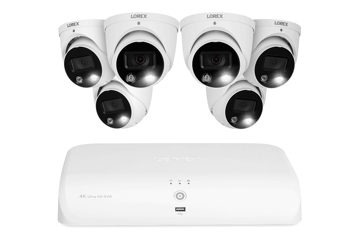 Lorex 4K 8-Channel 2TB Wired NVR System with Smart Deterrence and Smart Motion Detection Dome Cameras