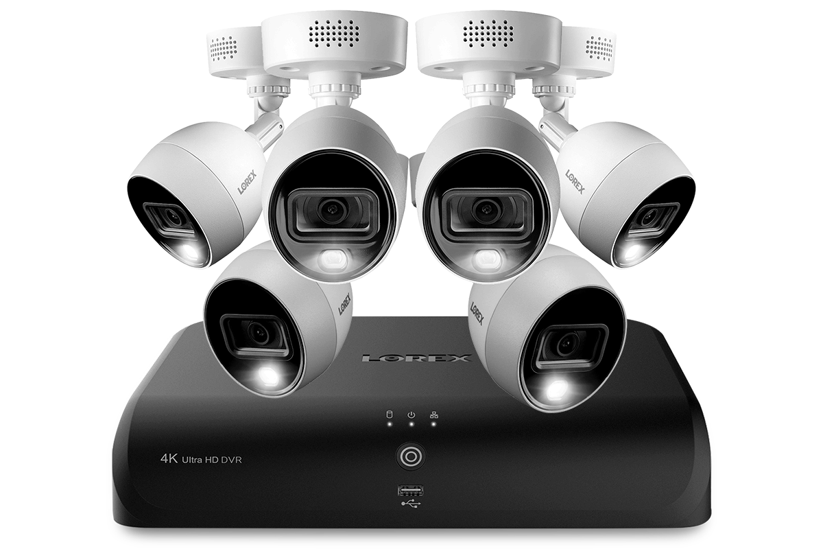 4K Ultra HD Security System with Six 4K (8MP) Active Deterrence Cameras featuring Smart Motion Detection, Face Recognition and Smart Home Voice Control