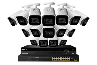 32-channel 4K Nocturnal System with Twelve 4K Smart IP Motorized Varifocal, Four Audio 4K Smart IP Security Cameras and Real-Time 30FPS Recording