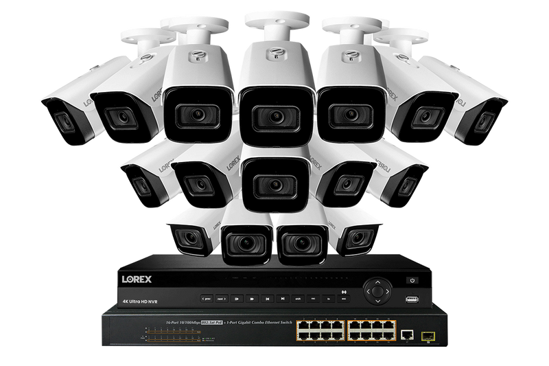 32-channel 4K Nocturnal System with Twelve 4K Smart IP Motorized Varifocal, Four Audio 4K Smart IP Security Cameras and Real-Time 30FPS Recording