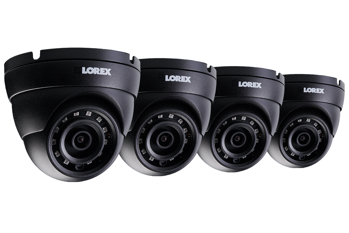 4MP Metal Dome Camera with 150FT Color Night Vision, HEVC, Black (4-pack)
