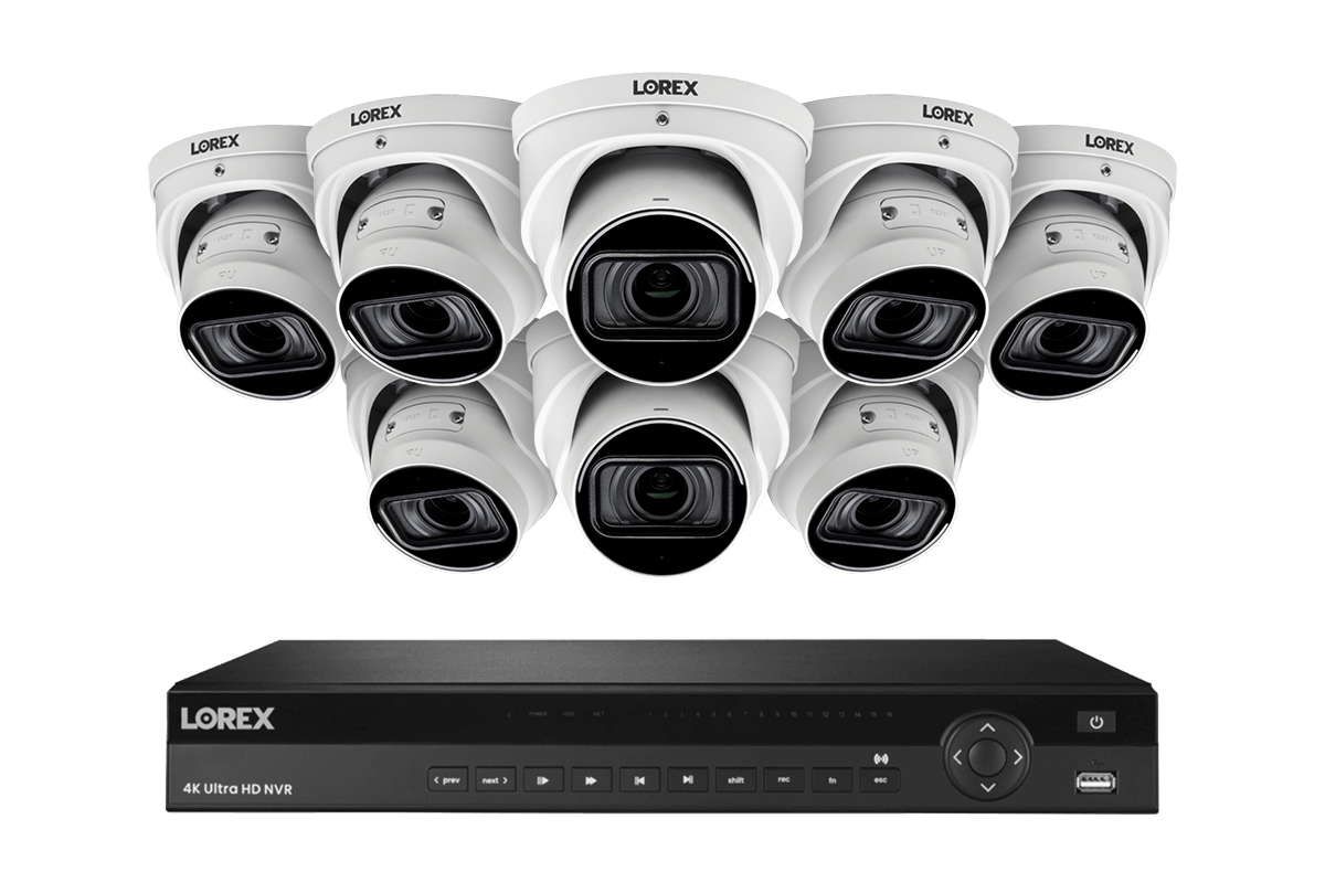 Lorex 4K (16 Camera Capable) 4TB Wired NVR System with Nocturnal 3 Smart IP Dome Cameras with Listen-in Audio and Motorized Varifocal Lenses - White 8