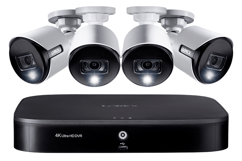 4K Ultra HD 8-Channel Security System with 4 Active Deterrence 4K (8MP) Cameras, Advanced Motion Detection and Smart Home Voice Control