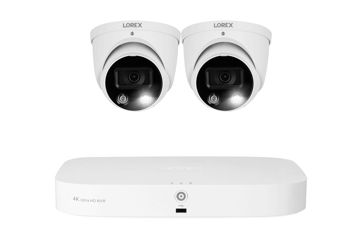 Lorex Fusion 4K 16-Channel (8 Wired + 8 Wi-Fi) 2TB NVR System with Dome Cameras Featuring Smart Deterrence and 2-Way Audio