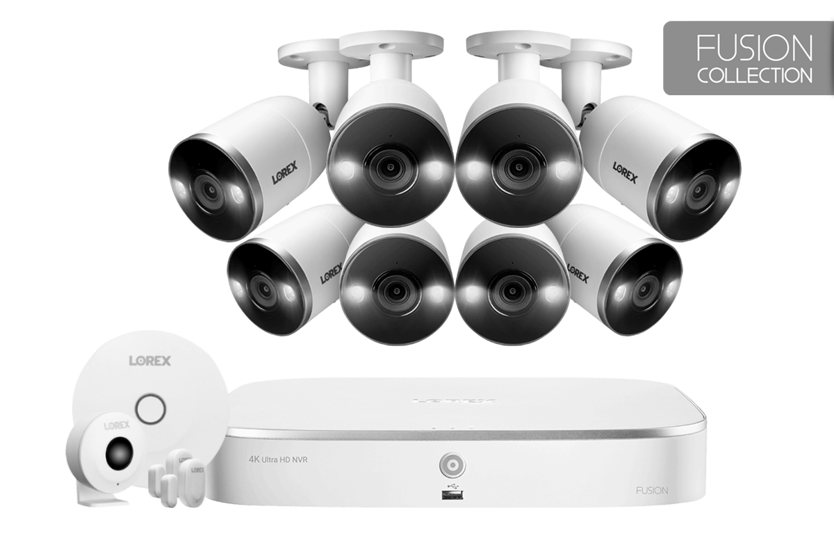Lorex 4K 8-Channel NVR System with 8 Smart Deterrence 4K 8MP IP Cameras and Smart Sensor Starter Kit
