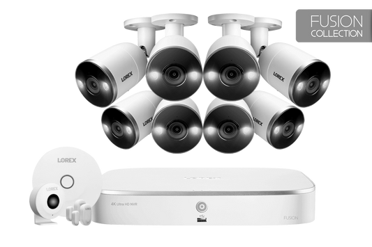 Lorex 4K 8-Channel NVR System with 8 Smart Deterrence 4K 8MP IP Cameras and Smart Sensor Starter Kit