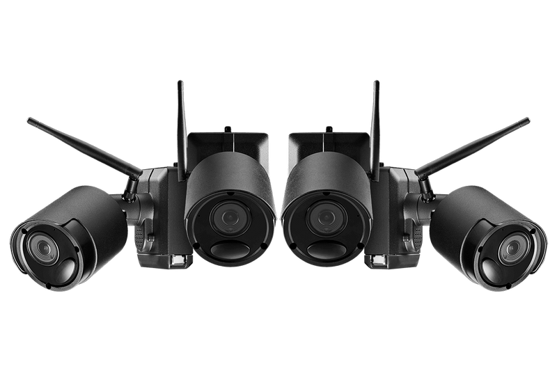 Wire-Free Accessory Camera for Battery Powered, Audio Security Systems (Black Metal, 4-pack)