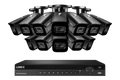 Système NVR filaire Lorex 4K (compatible avec 16 caméras) de 6 To avec 3 caméras IP intelligentes Nocturnal 3 (type bullet) avec audio intégré et enregistrement à 30 images par seconde.