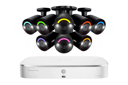 Lorex Fusion 4K 16 Camera Capable (8 Wired and 8 Wi-Fi) 2TB Wired NVR System with Bullet AI PoE Cameras Featuring Smart Security Lighting