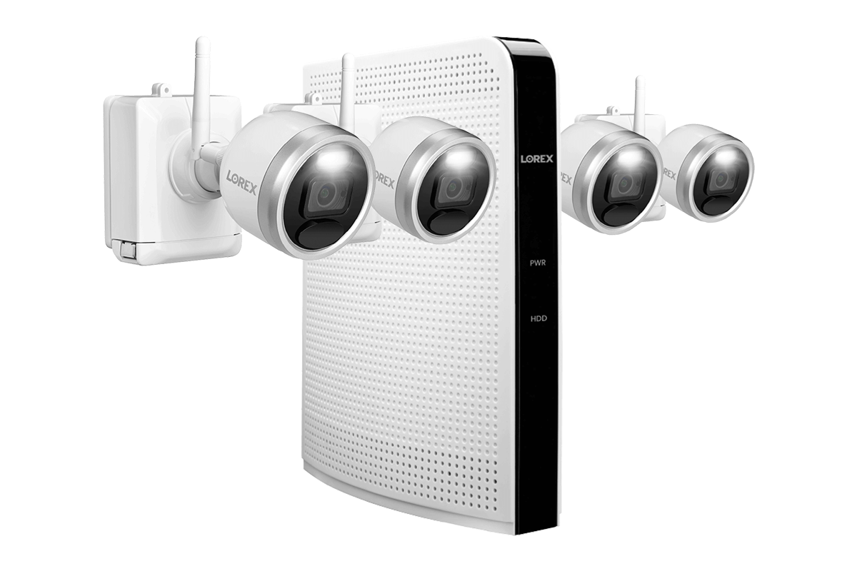 1080p HD Wire-Free Security System with 4 Battery-Operated Active Deterrence Cameras and Person Detection