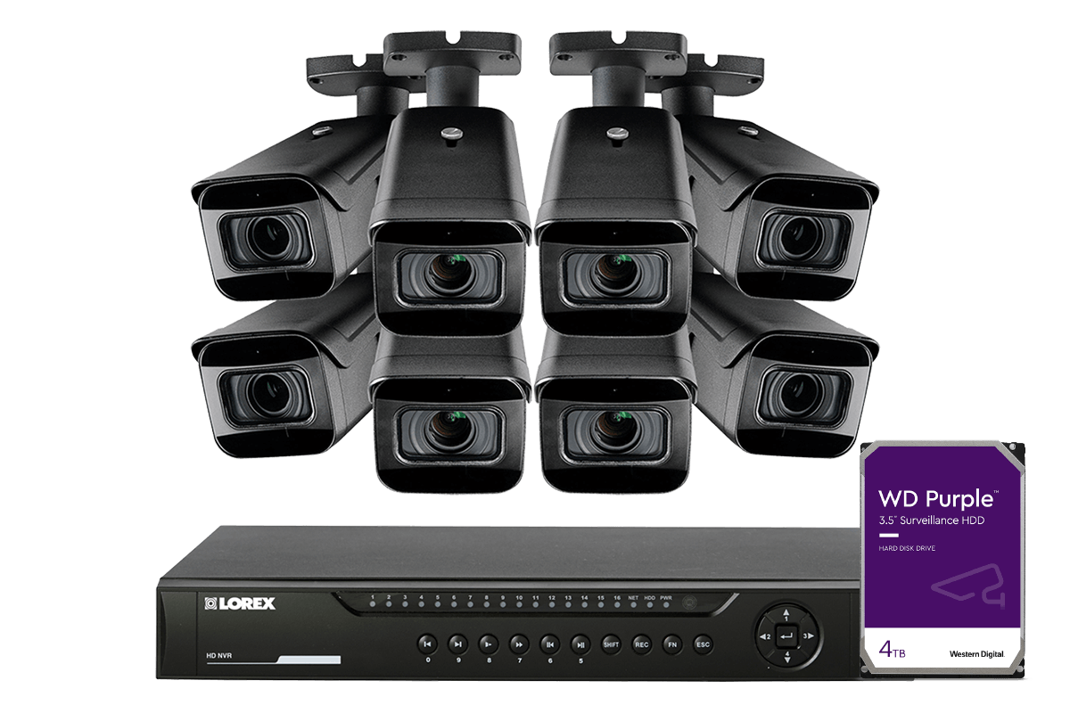 16-Channel 4K Nocturnal IP NVR System with Eight Outdoor 4K (8MP) Metal Cameras with 4x Optical Zoom and Audio Recording