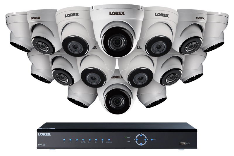 2K Super HD IP NVR security camera system with sixteen 2K (4MP) IP dome cameras, 130FT night vision