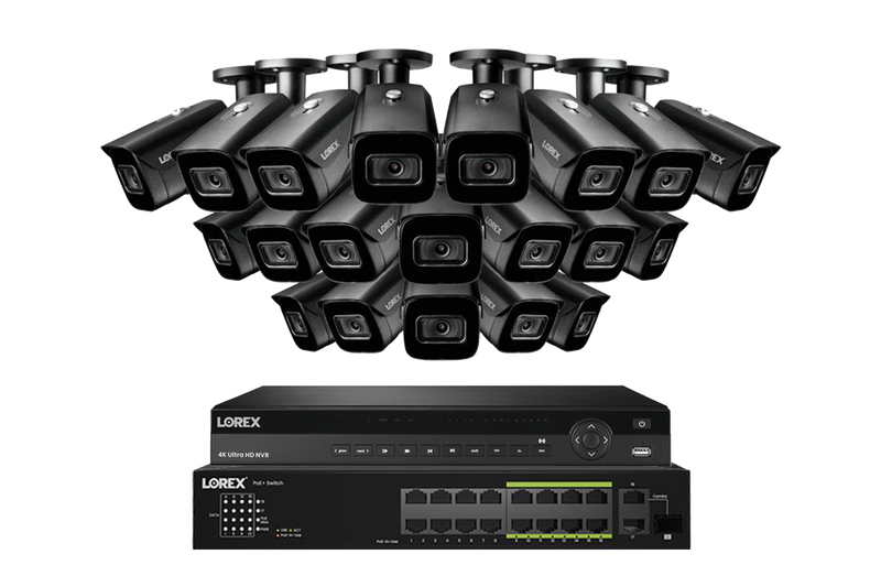 Lorex 4K (32 Camera Capable) 8TB Wired NVR System with Nocturnal 3 Smart IP Bullet Cameras Featuring Listen-In Audio and 30FPS Recording