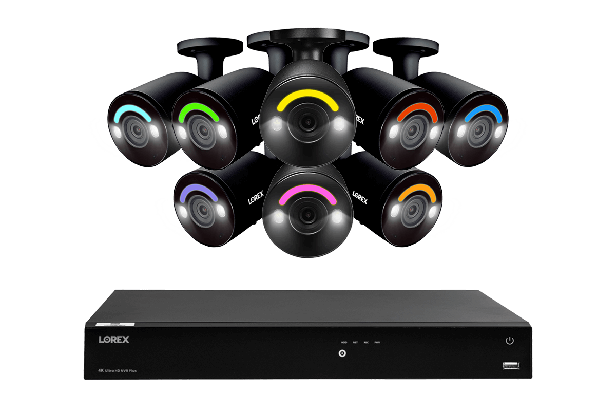 Lorex Fusion 4K 16 Camera Capable (16 Wired or Wi-Fi) 4TB Wired NVR System with Bullet AI PoE Cameras Featuring Smart Security Lighting